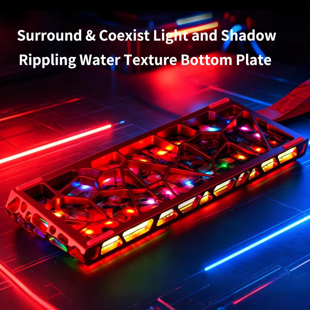 IROK MG63 64 Keys Wired Magnetic Switch Keyboard, 512KHZ All Keys Scan Rate, PCB Nano-Coating Waterproof, ARGB Light and Shadow Coexist 8KHZ/CNC Carved Aluminum Gaming Keyboard (Red)