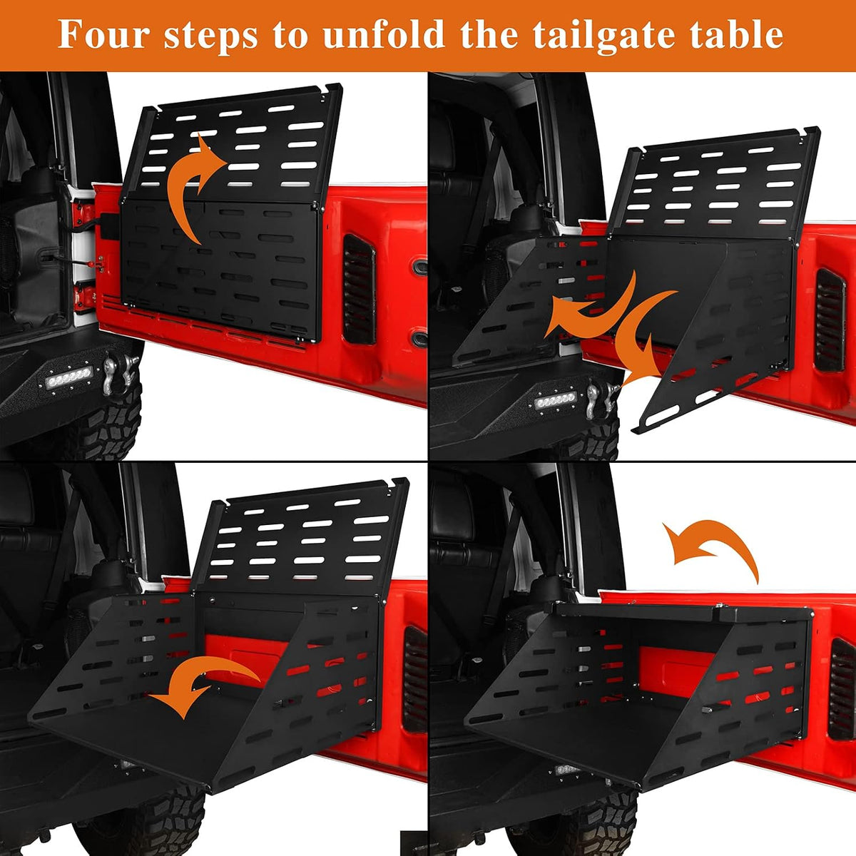 Hooke Road 2-Tier Tailgate Table for 2007-2026 Jeep Wrangler JK JL