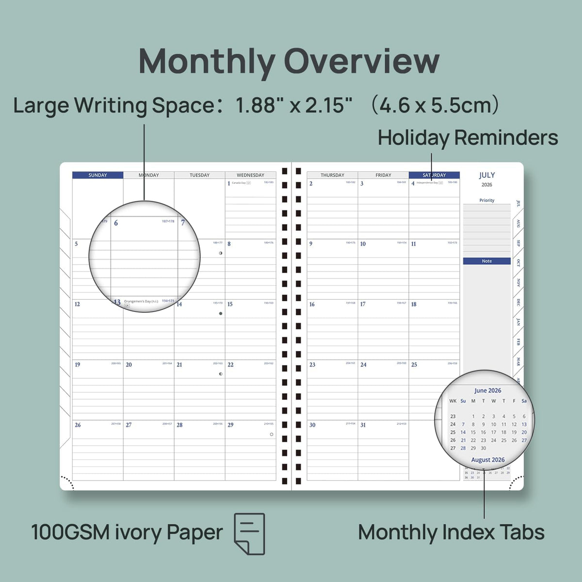 POPRUN Weekly Planner 2026-2027, 8.25" x 11.75" Academic Daily Calendar