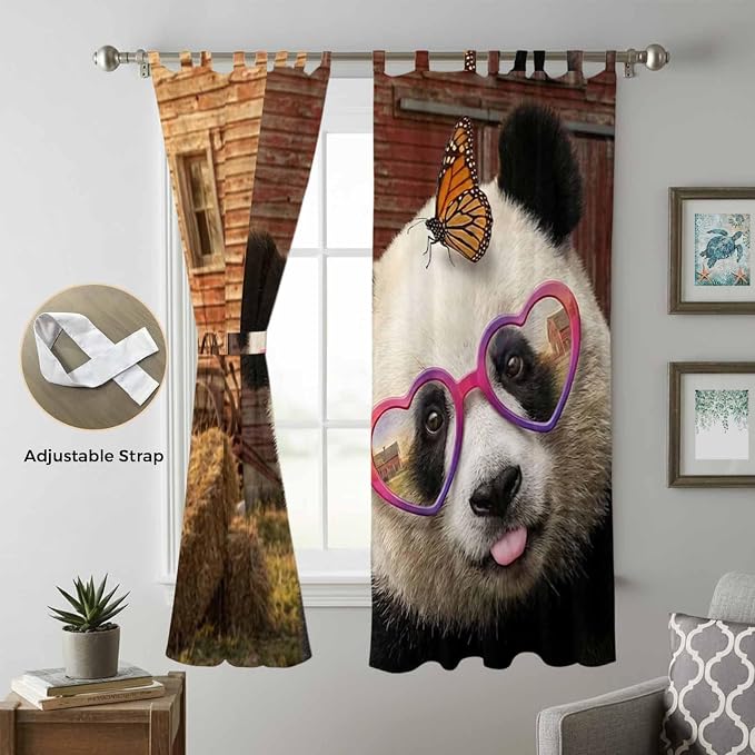 Farm Panda Living Room Curtains 96 Inch Length, Window Curtains Tab Top