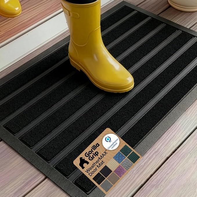 GORILLA GRIP 100% Waterproof All-Season WeatherMAX Doormat US Designed Natural