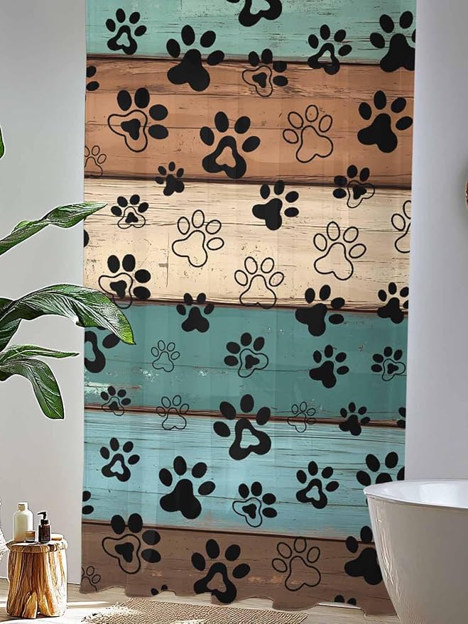 Sheer Curtains 84 Inches Long, Vintage Farmhouse Country Wooden Grain Privacy