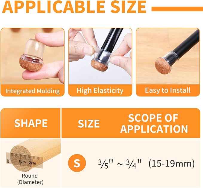 Ezprotekt 24 Pcs Small Clear Silicone Chair Leg Floor Protectors