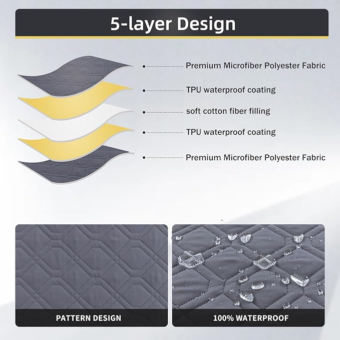 ele ELEOPTION 100% Waterproof 2 Piece Couch Cover Pet Blanket Sectional L Shape Sofa Cushion Cat Dog Bed Cover (Chaise Lounge + 2 Seat Covers) Gray