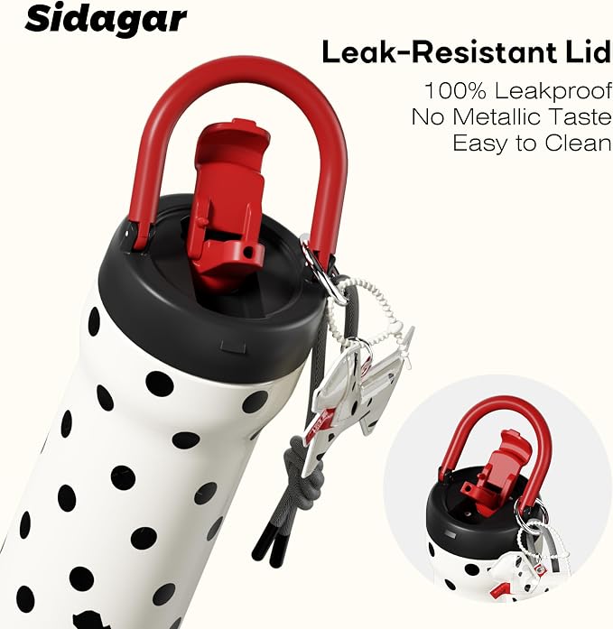 24 oz Insulated Tumbler Ceramic Stainless Steel Water Bottle, Leak Proof