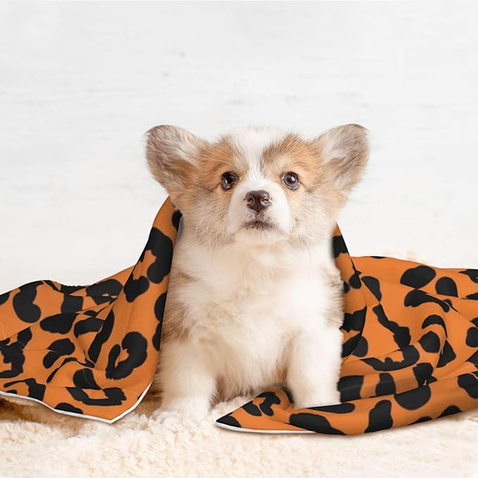 Two Sided Pet Cuddler Blanket for Anxiety Calming, Cheetah Leopard Wood, Reversible Plush Design with Bubble Dot Pattern Provides Familiar Surface Anywhere