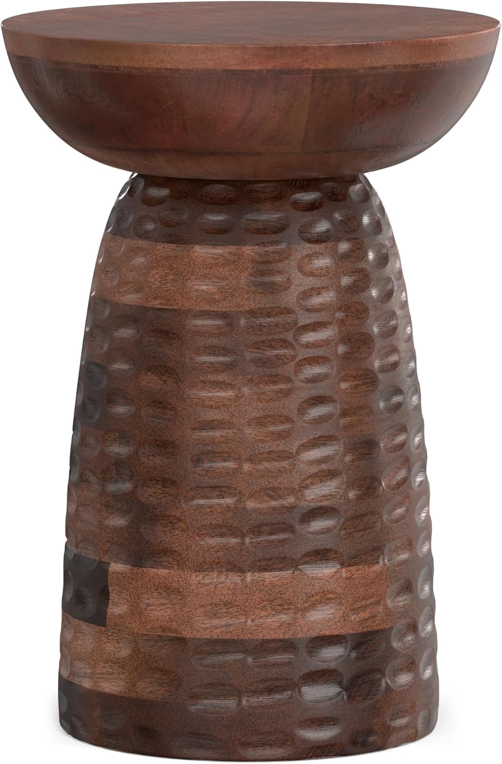 SIMPLIHOME Boyd 13" Wide Solid Wood Round End Table in Warm Dark Brown