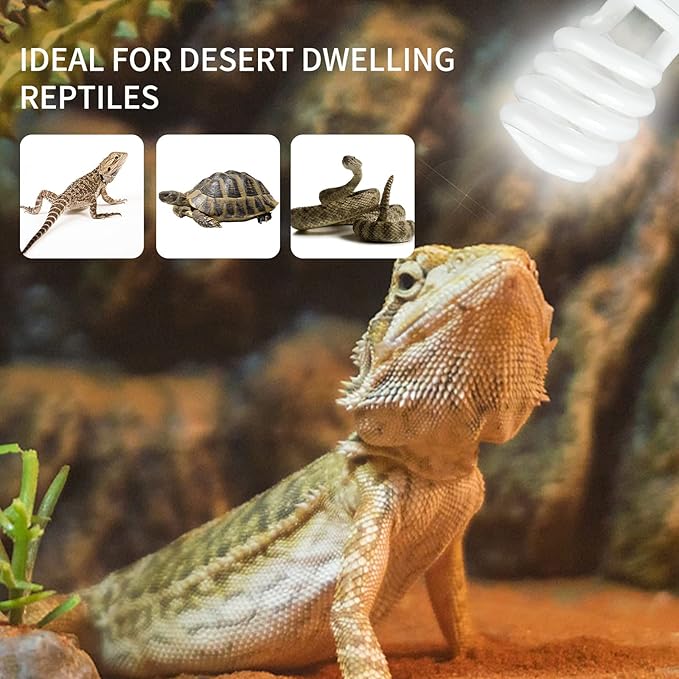 LUCKY HERP Desert UVA UVB Reptile Light Bulb 10.0 13W Compact Fluorescent Lamp