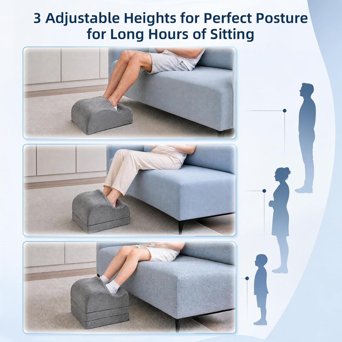 Foot Rest Under Desk, 3 Adjustable Heights for Various Height