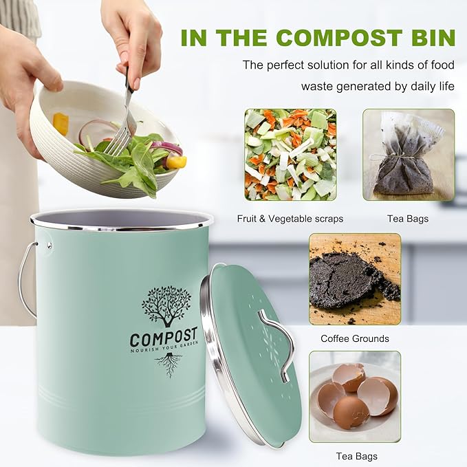 Kitchen Countertop Compost Bin, Odor Resistant Indoor Compost Bin