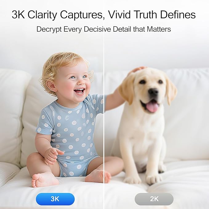 Upgraded 3K Security Camera Indoor, Free Time Lapse, AI Tracking & Face ID, PTZ 5G WiFi Dog/Pet/Baby Monitor Cameras for Home Security, Color Night Vision, Full Duplex 2-Way Talk