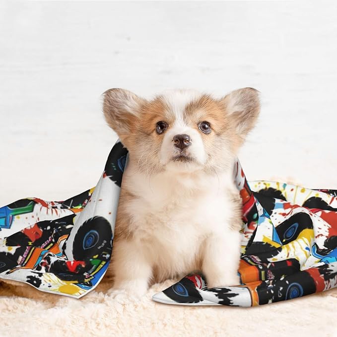 Pet Blanket for Couches and Beds, Grunge Monster Truck Car Art, Reversible Double Sided Plush Design with Soft Bumpy Texture and Smooth Surface, Furniture Protector
