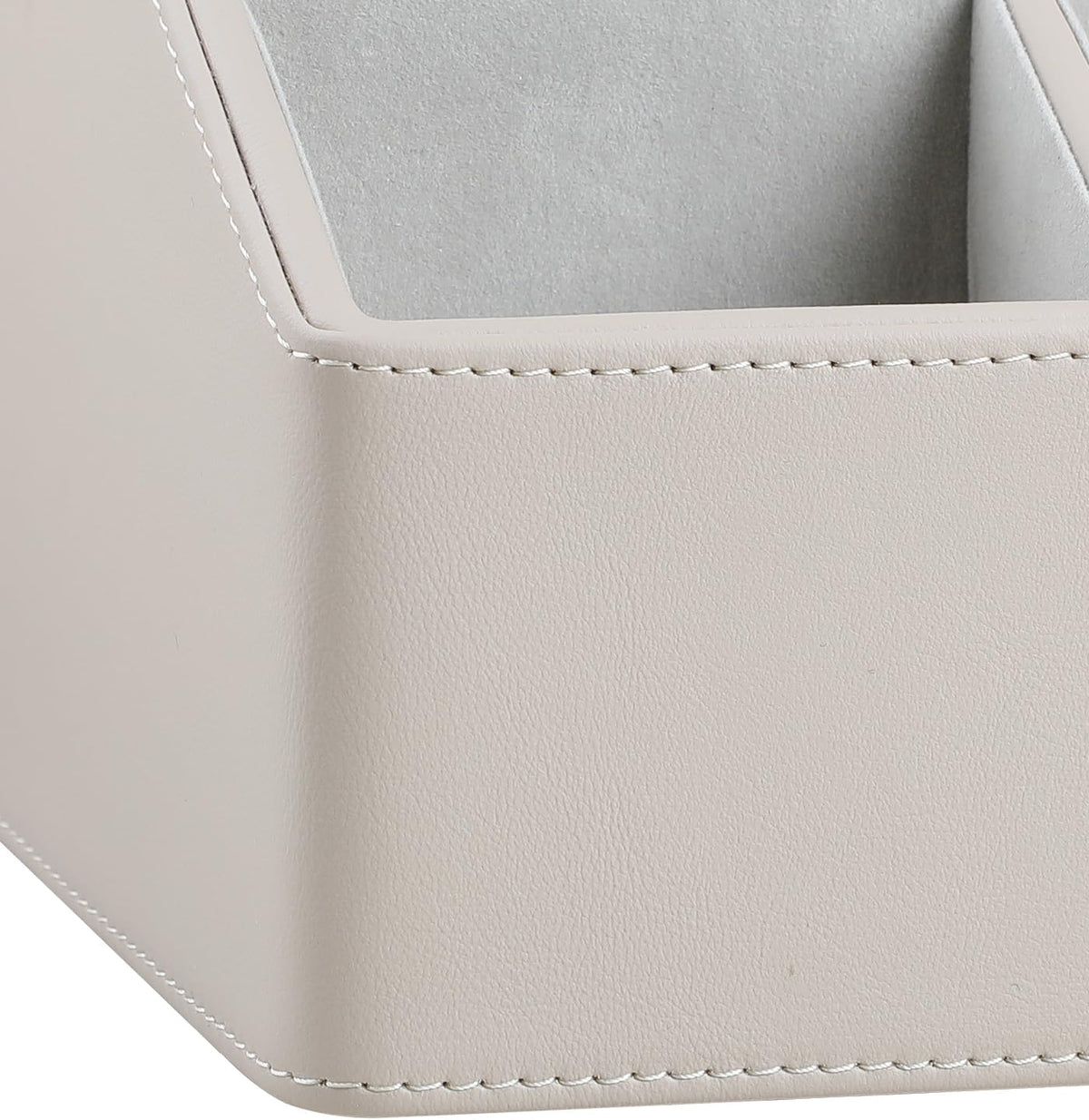 PU Leather Desk Organizer, Remote Control Holder (Dark Beige)