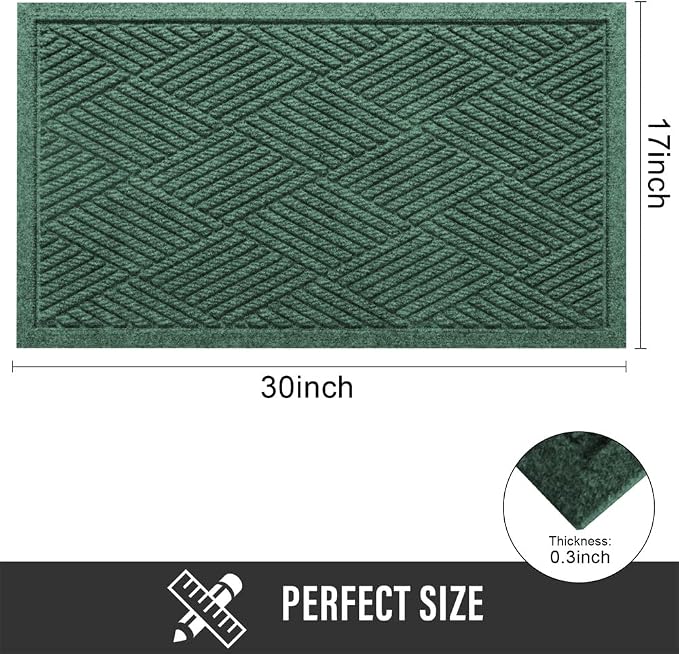 HIYARD Sturdy Front Door Mat, Absorbent Muddy Dirt Resist Welcome Door Mats