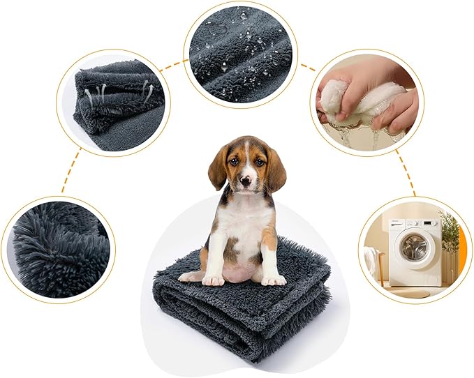 Pet Throw Blankets for Dogs Gray Cozy Waterproof Fluffy Long Faux Fur Dog Cat Calming Blanket for Couch Sofa Cover Furniture Protection, Gray XS-28x20in