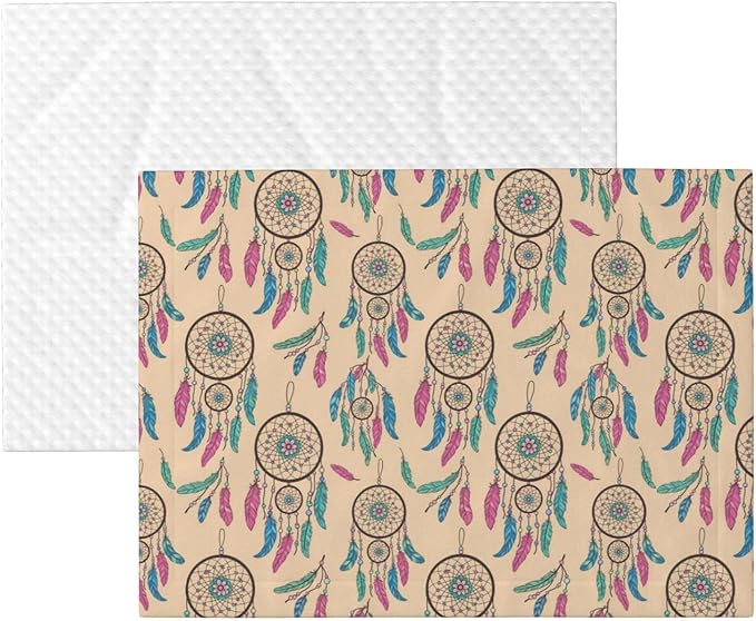 Double Sided Pet Mat for Dog Bed Topper Cat Blanket Furniture Protector, Dream Catcher, Reversible Plush with Tactile Dot Pattern for Style Change