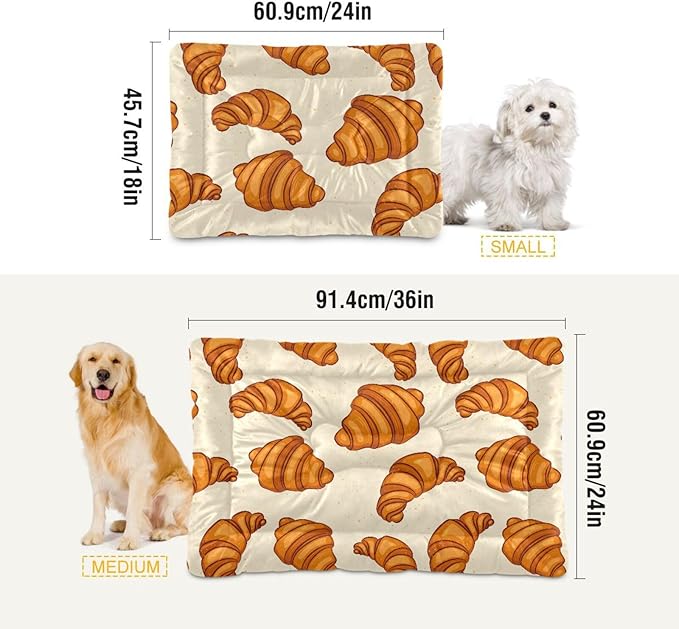 Pet Bed Crunchy Croissants Dog Bed Mat Absorbing Non Slip Pad Pet Sleeping Mat for Small, Medium, and Large Dogs Puppy Cat 36 in x 24 in