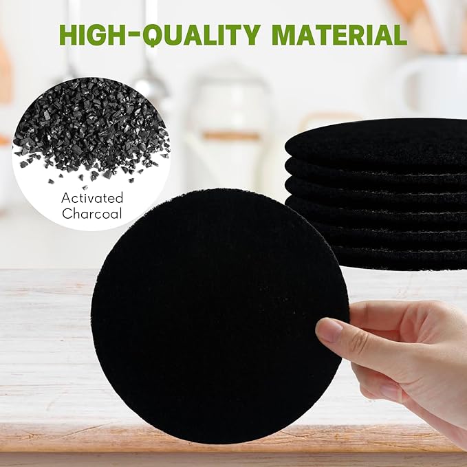 6 Pack Charcoal Filters for Compost Bin Bucket, 5 Inch Round Activated Carbon