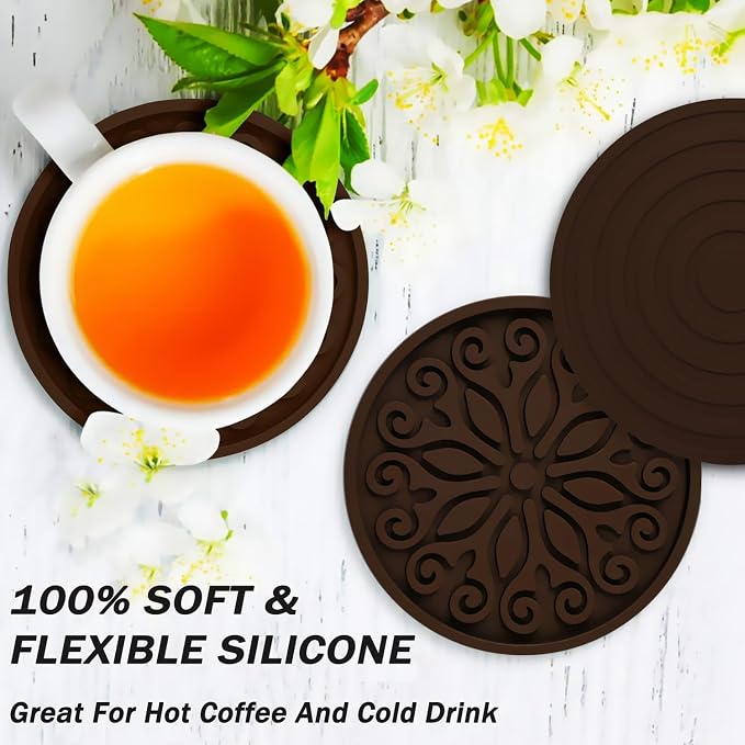 Silicone Coasters for Drinks, Resistant Reusable Drink Coasters-Great Gift for