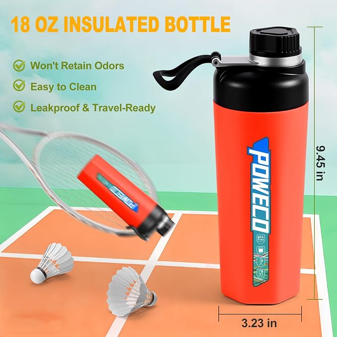 Ceramic Lined Water Bottle, 18 oz Insulated Travel Mug