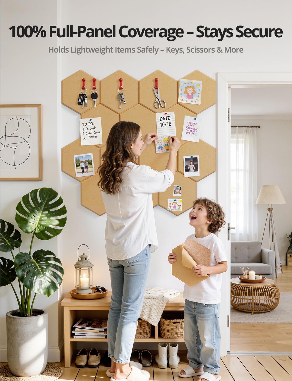 12 Pack Felt Bulletin Boards for Walls Corkboard for Office 12" x 10", Mustard Large Self-Adhesive Hexagon Mustard Display Tiles for Mood Memo Pinboard in Home Bedroom Kitchen School Classroom
