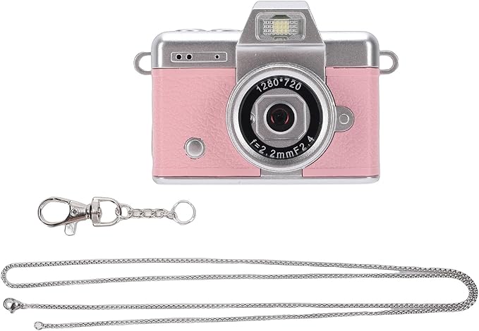 Palm Size Camera, 1080P Video 48MP Image Wide Angle Lens 1.47 Inch Flip Screen, with Fill Light and Type C Charging, for Campus Cycling Pets Selfie (Pink)