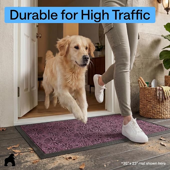 GORILLA GRIP 100% Waterproof All-Season WeatherMAX Doormat, Durable Natural