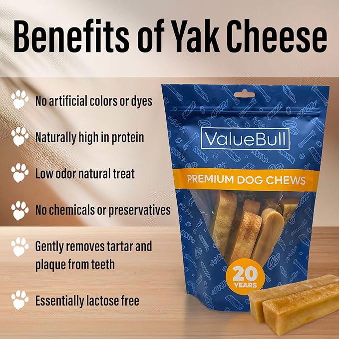 ValueBull Himalayan Yak Cheese Dog Chews, Extra Large, 50 ct Wholesale Pack - Long Lasting for Aggressive Chewers, All Natural, Healthy & Safe, Low Odor Nepal Yak Milk Chews