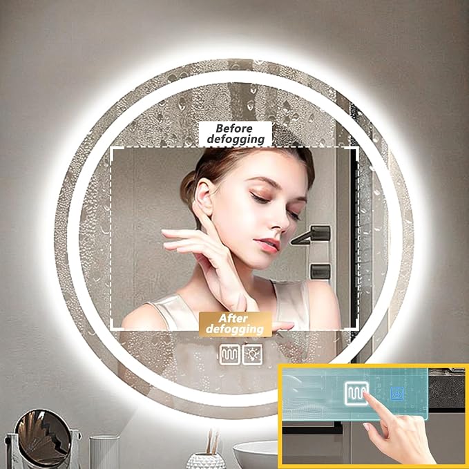Wall Mirror for Bathroom, Wall Mounted Multifunction Bathroom Vanity Mirror