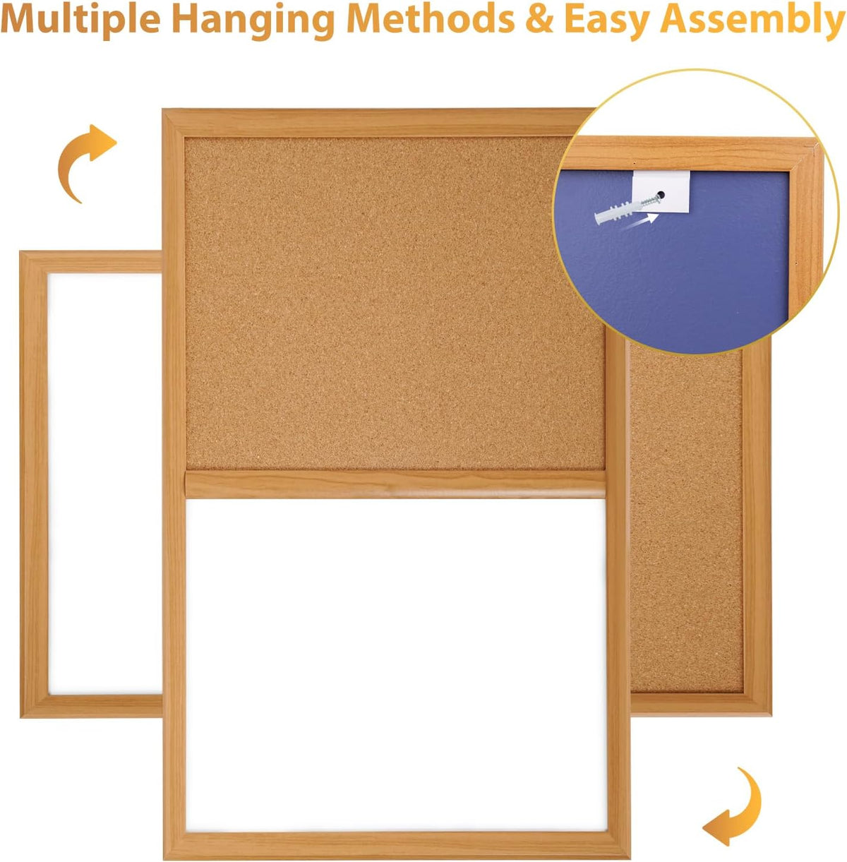 ARCOBIS Cork Board White Board Combo with MDF Wood Frame