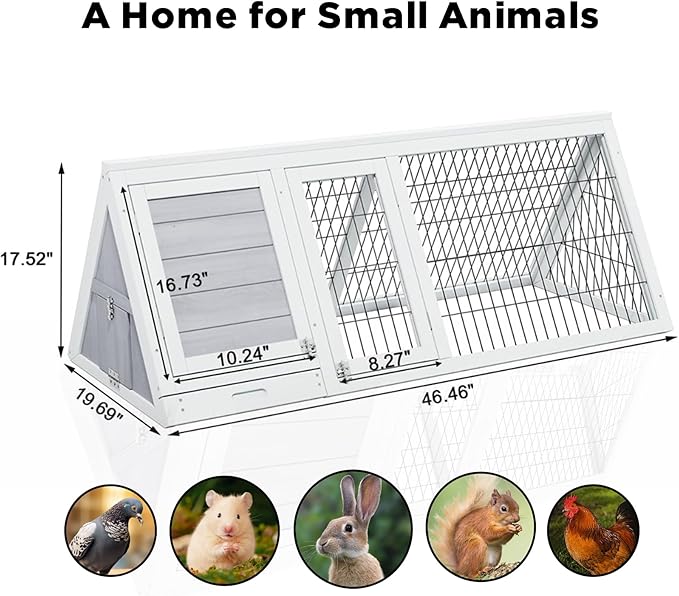 Small Chicken coop for 2-4 Chickens Outdoor Wooden with Waterproof Asphalt Roof, Ramp, and Multiple Doors Openable Top Pull-Out Tray Suitable for Outdoor Backyard (Off-White)