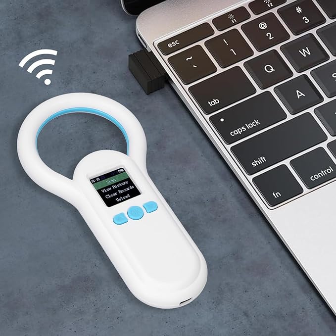 Alomejor S20 Pet Microchip Scanner, ABS Material, Fast Recognition for Dogs Cats with 1.44 Inch Display and USB Upload for Animal Management