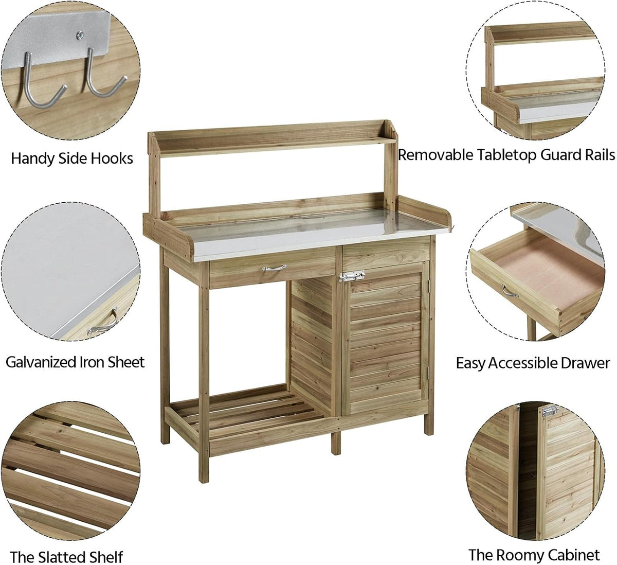 Yaheetech Potting Bench Outdoor Potting Table with Storage,Light Green