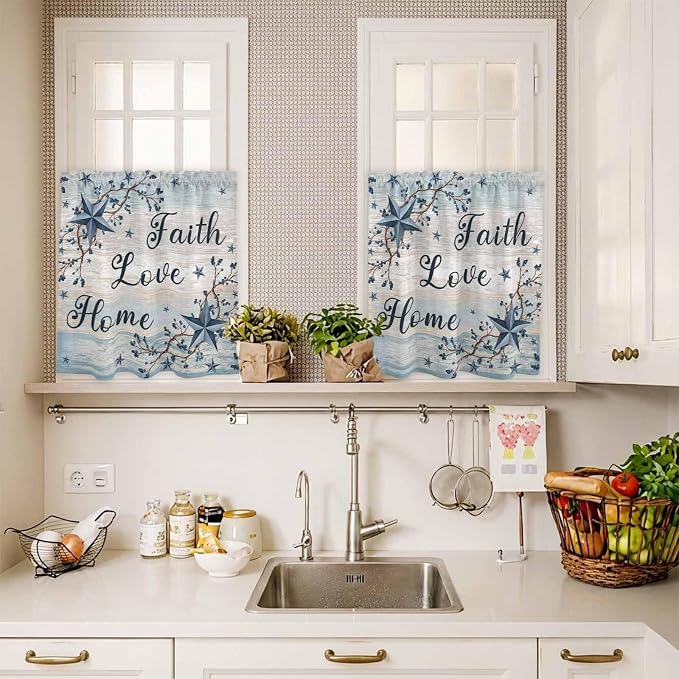 Vintage Farmhouse Kitchen Curtains Set 3 Piece