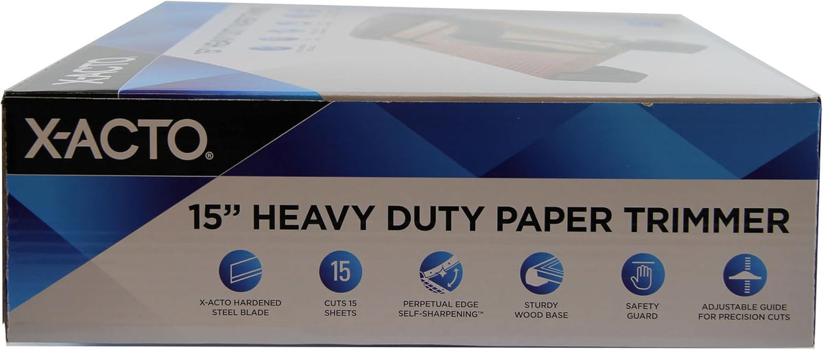 X-ACTO Heavy Duty Wood Guillotine Paper Trimmer, 15" Cutting Surface - Durable, Precise, Designed for School and Work Settings