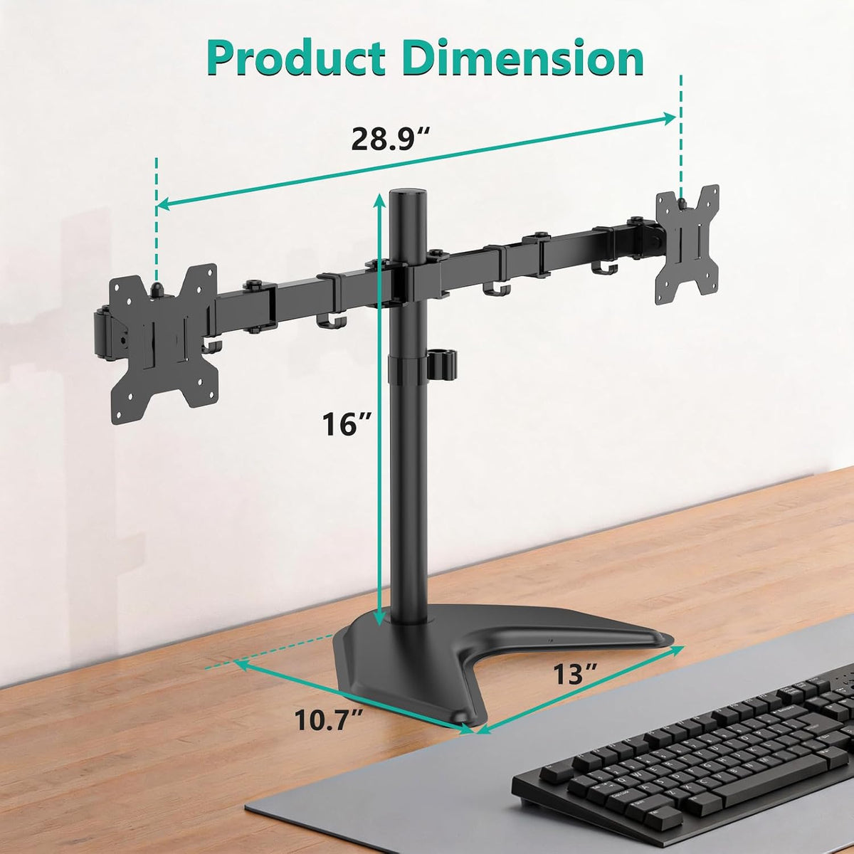 WALI Freestanding Dual Monitor Stand for 13-27 inch Screens, 22 lbs per Arm