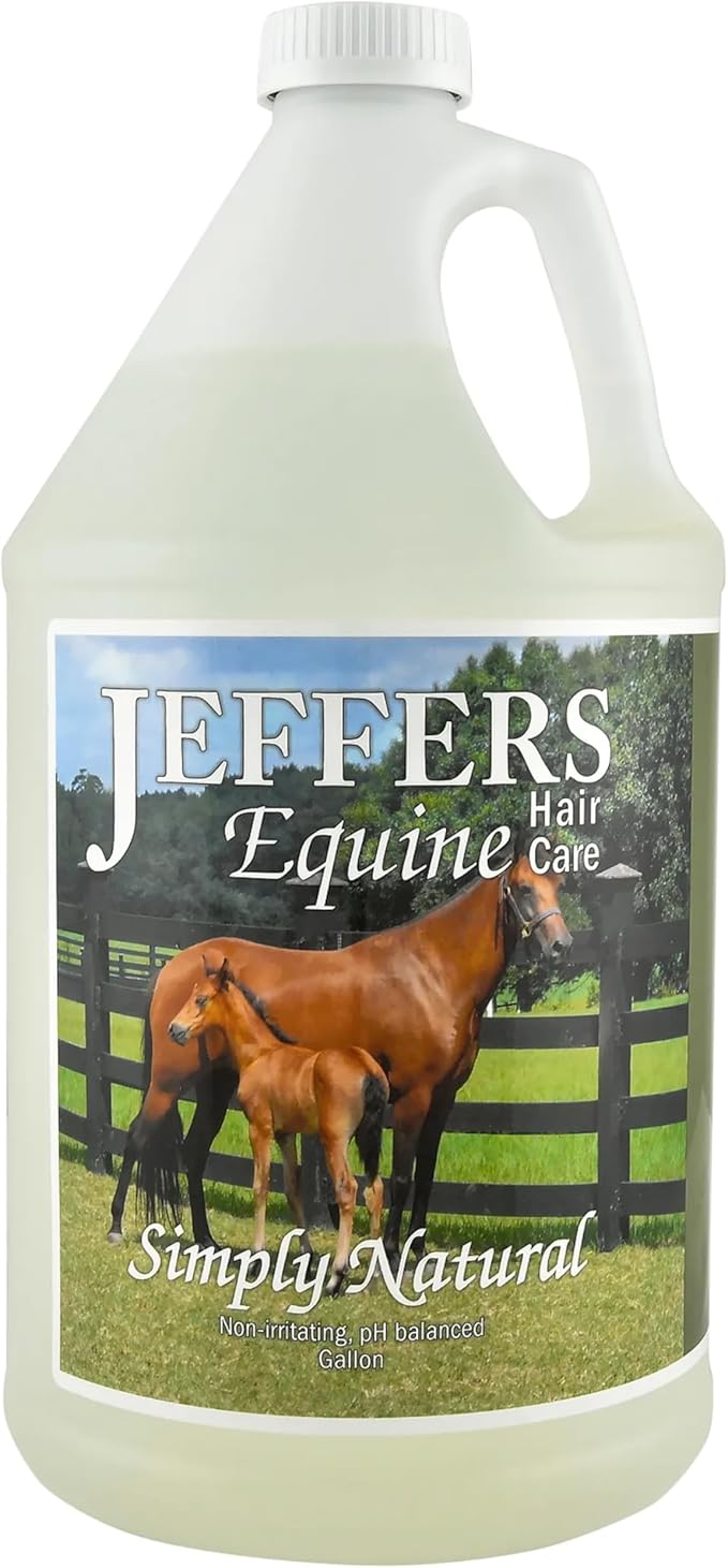 Jeffers Equine Simply Natural Horse Shampoo – pH Balanced, Sulfate Free Wash for Horses, Ponies & Foals – Detergent Free – Fresh Grooming Supply for Summer, Outdoor, Indoor Use – 1 Gallon