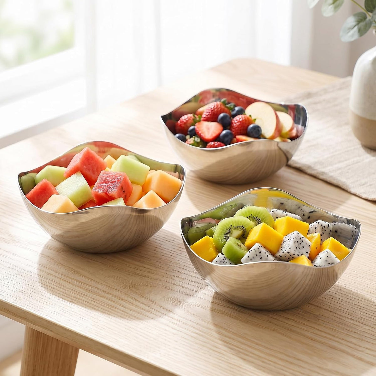 2 Pcs Silver Candy Bowl Stainless Steel, 6.3 Inch Mirror Polished