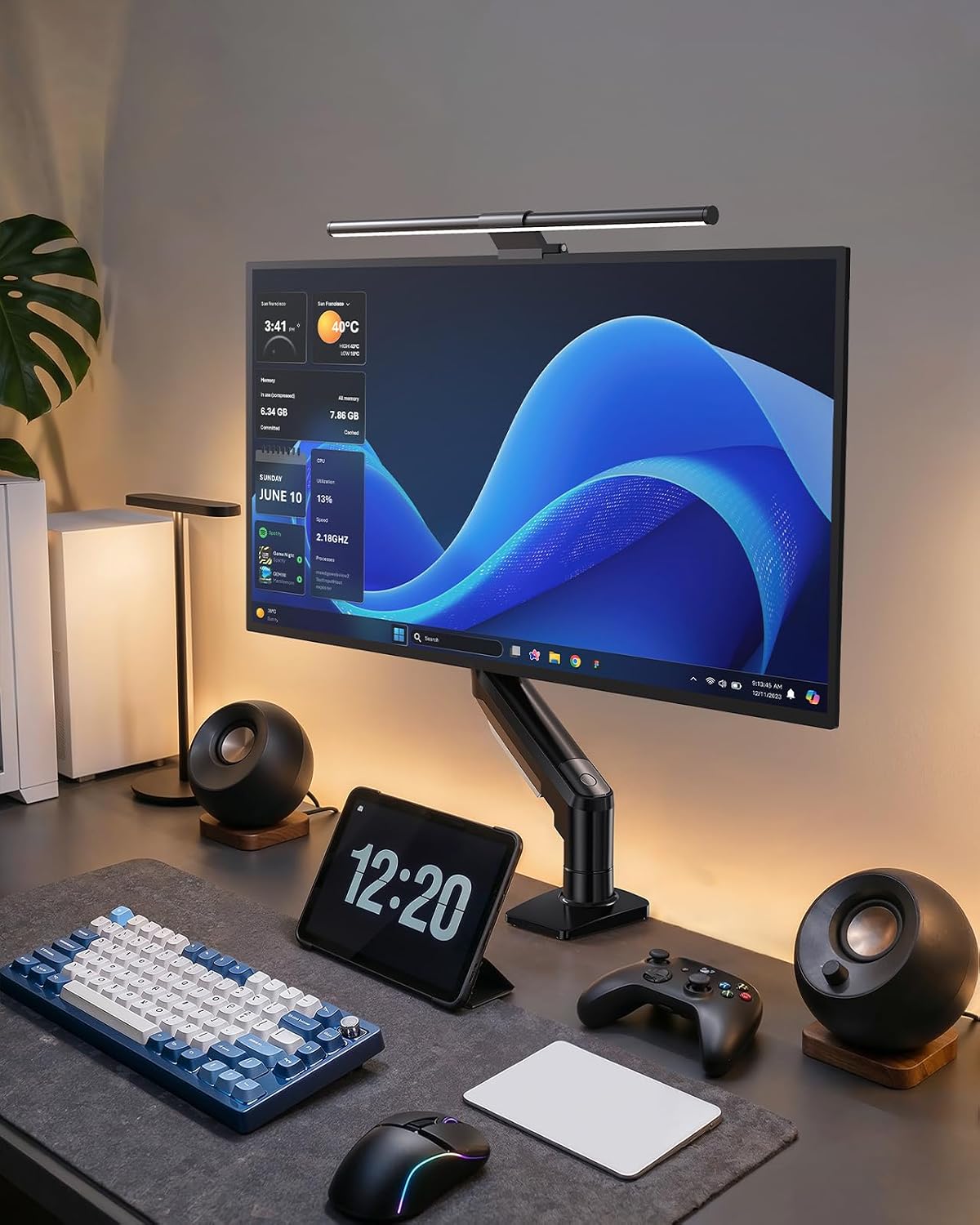 HUANUO 2 Pack Monitor Arm for Dual Monitor Setup, Single Monitor Mount for 13 to 32 Inch Screens, Adjustable VESA Monitor Stand with Clamp and Grommet Base, Each Arm Holds 4.4 to 19.8 lbs