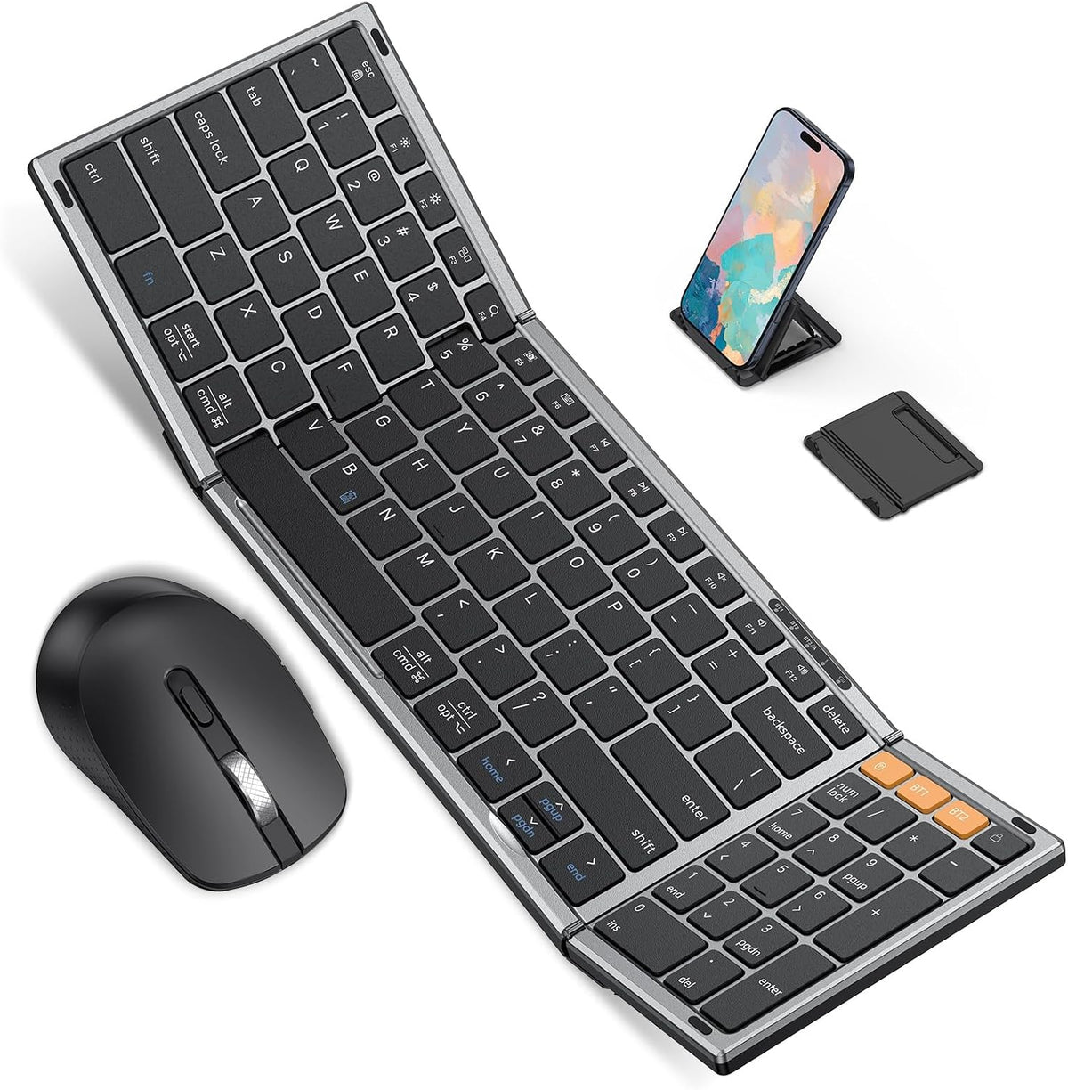 Foldable Keyboard and Mouse for 3 Devices, OMOTON Wireless Bluetooth Combo