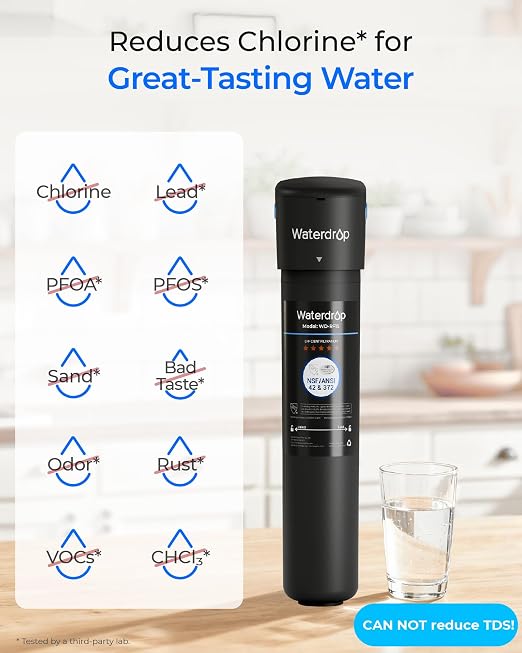 Waterdrop 15UA Under Sink Water Filter System, 2 Years, Bad Taste & Odor