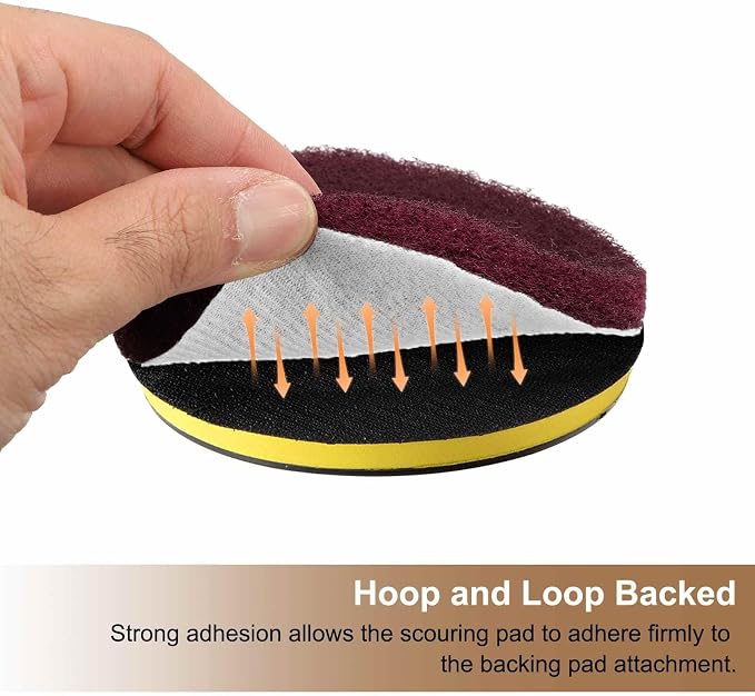 HARFINGTON 24pcs Scrubber Scouring Pads 500 Grits 4 Inch Drill Power Brush Hoop