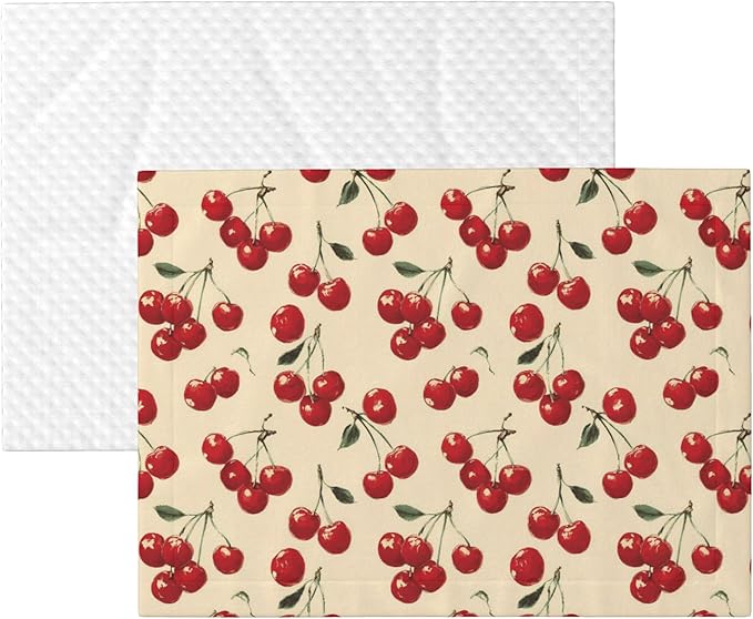 Waterproof Dog Blanket Soft Pet Blanket for Puppy Cat, Fleece Cat Throw Blankets for Furniture Bed Couch Sofa Reversible - Red Cherries 3