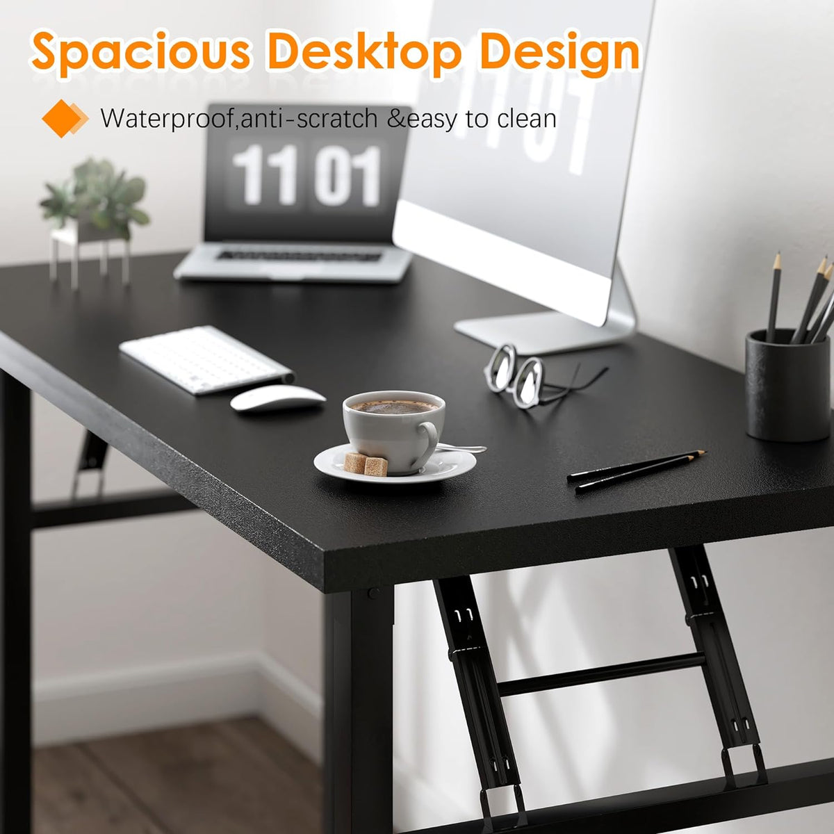 Need Office Computer Desk 54.3 Inch Sturdy Folding Laptop Table Black