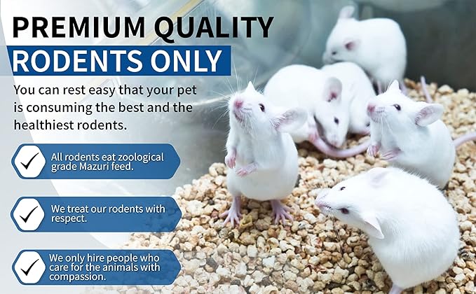 MiceDirect 20 Weanling Rats: Pack of Frozen Weanling Feeder Rats - Food for Corn Snakes, Ball Pythons, Lizards and Other Pet Reptiles - Freshest Snake Feed Supplies