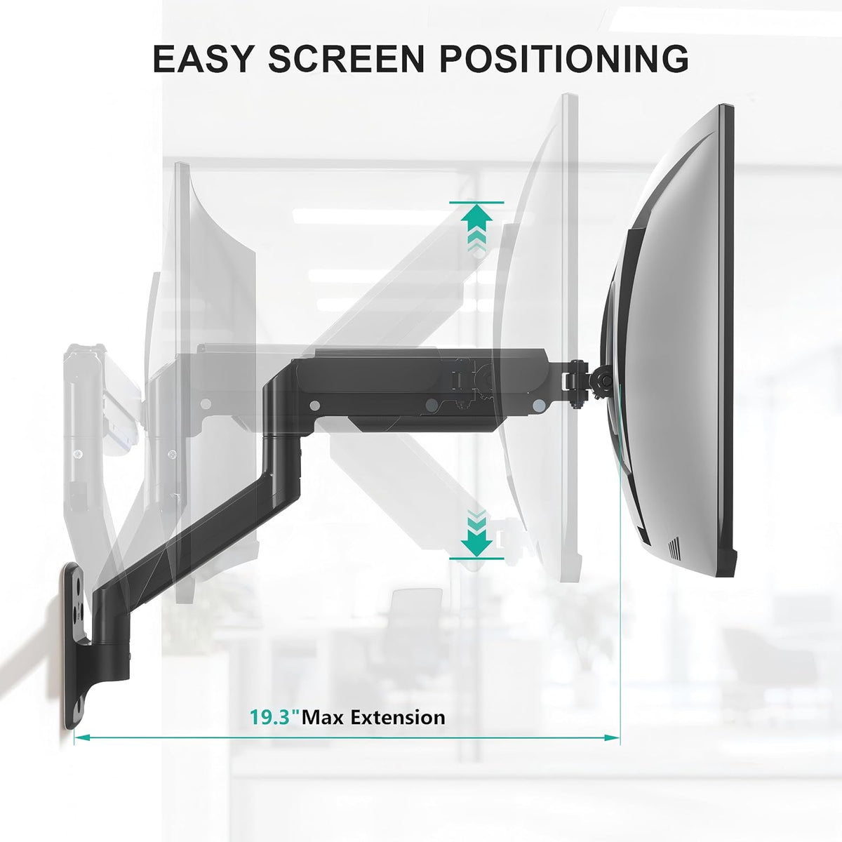 WALI Single Monitor Wall Mount for 17-34 inch Computer Screens，up to 22 lbs