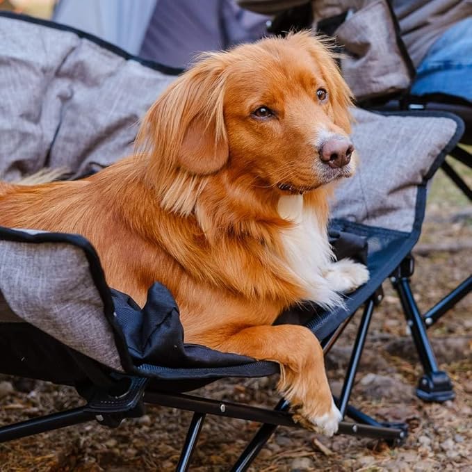 Kuma Outdoor Gear Lazy Bear Dog Bed with Carry Bag, Ultimate Portable Luxury Outdoor Dog Bed for Camping, Glamping & Outdoor Adventures (Heather Grey)