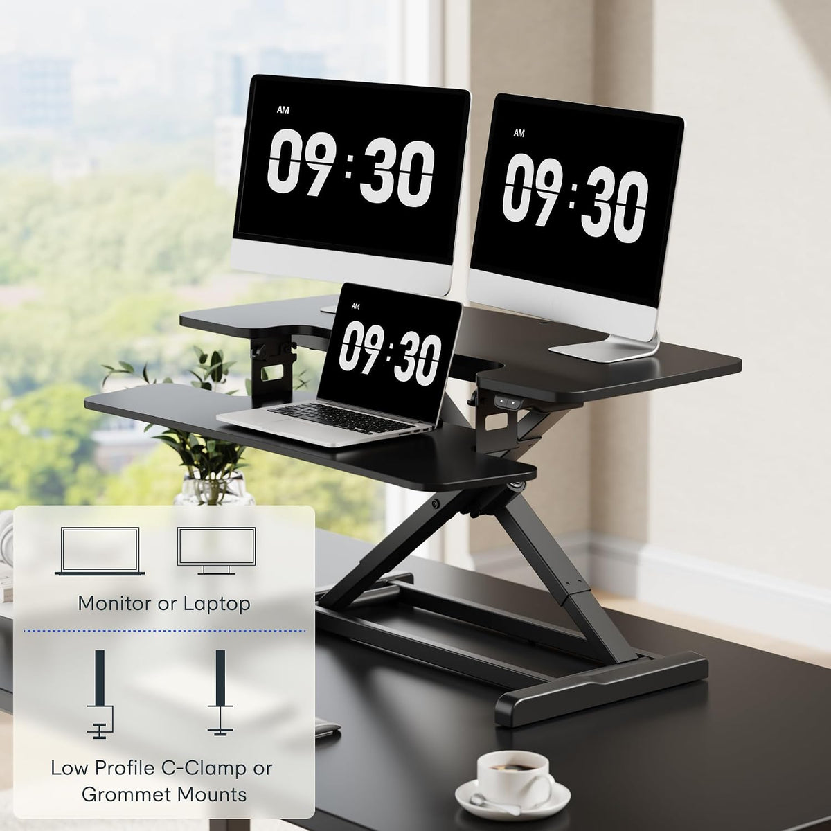 FLEXISPOT 36" Electric Standing Desk Converter, Black