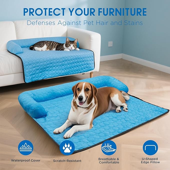 Extra Large Cooling Dog Bed, Cooling Mat for Dogs | Machine Washable Couch Bed, Waterproof & Non-Slip Blanket Cover | Pad for Pets Indoor Outdoor(No Gel), XL-47 x 40 inch