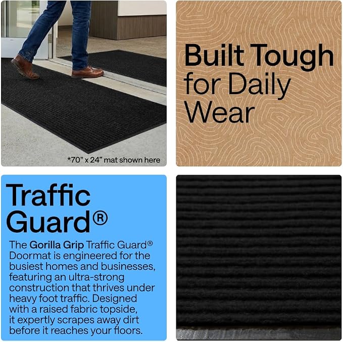 GORILLA GRIP Waterproof Traffic Guard Door Mat, 72x48 Heavy Duty Entryway Floor